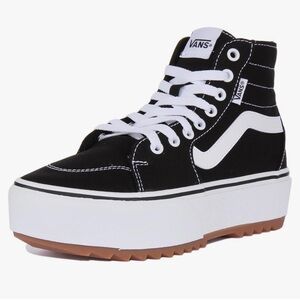Vans Women's Black and White High-Top Sneakers